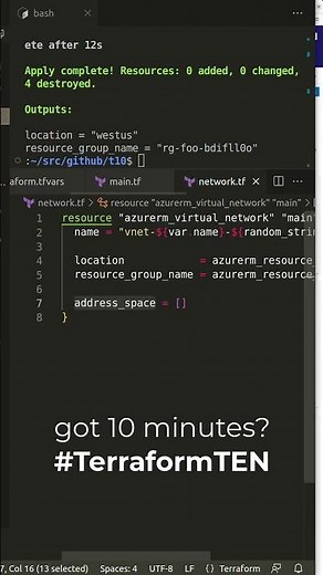 #TerraformTEN /19 Setup an Azure Virtual Network #Shorts #terraform