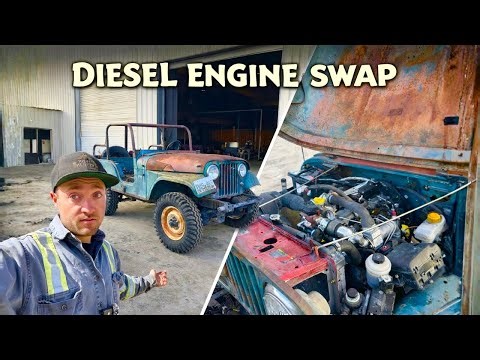 putting a diesel tractor engine in a willys jeep for under $2500!!! INSANE BUILD!!