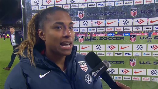 With 7 goals on the year for the USWNT and two today, Melissa Ortiz had to give Cat Macario our Star of the Game scarf 😂🧣 | TNT Sports US