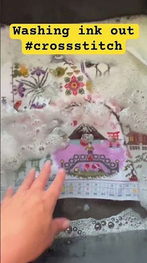 Washing the ink from a prestamped cross stitch kit ✅