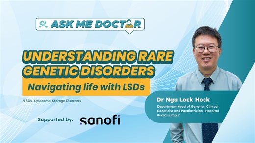 [𝗡𝗘𝗪 𝗔𝗦𝗞𝗠𝗘𝗗𝗢𝗖𝗧𝗢𝗥! 𝗘𝗣𝗜𝗦𝗢𝗗𝗘] Navigating life with rare disease can be challenging, but with the right support and knowledge, families can manage these rare conditions. Dr. Ngu Lock Hock, Clinical Geneticist at Hospital Kuala Lumpur shares his insights, and supported by Encik Rashid - a caregiver who shares his experience handling a child with rare disease. Watch now & help spread the word! 𝙎𝙪𝙥𝙥𝙤𝙧𝙩𝙚𝙙 𝙗𝙮 Sanofi 🤗🥰 #AskMeDoctor #Motherhoodcommy #MLDA #MoreThanYouCanI