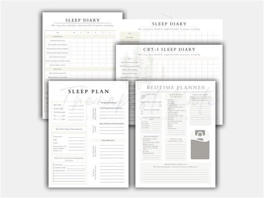 Sleep Diary & Planner: CBT-I Therapy Worksheets (PDF Download) - Etsy
