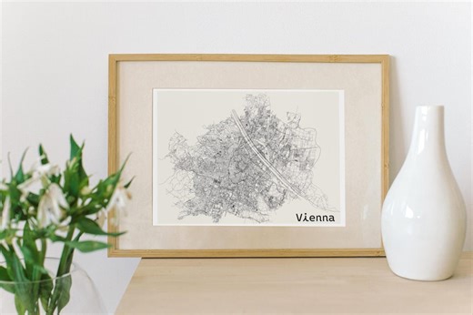 Vienna City Map Art Printable, Minimalist Black Line Art (digital Download A2 A3 A4) - Etsy