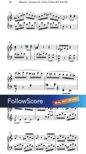Mozart – Sonata No. 16 in C major, KV 545: Rondo (3rd Movement) | FollowScore Real Recording