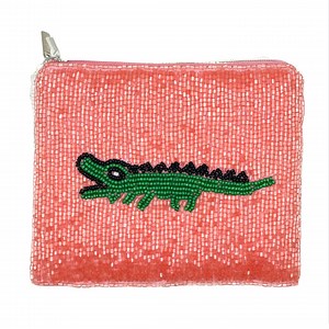 Beaded Alligator Coin Purse: Pink Preppy Zipper Pouch - Etsy
