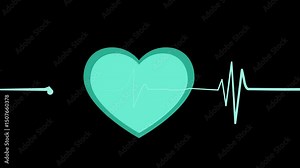 Electrocardiograph Animation with Heart Rhythm Signal, Heartbeat ECG Line Animation for Hospital Scene