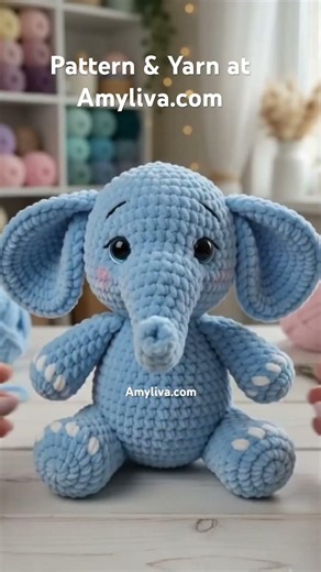 How to Crochet a CUTE Velvet Elephant! 🐘 (Easy Amigurumi Tutorial) #shorts