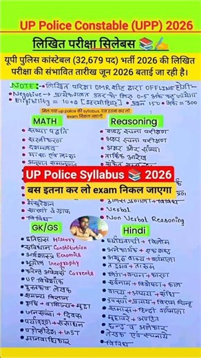 UP Police Constable Syllabus 📚 2026 | UP Police Exam Pattern ✍️ upp syllabus #ytshorts #uppolice