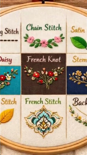 9 Beautiful Hand Embroidery Stitches | Easy Beginner Designs ✨