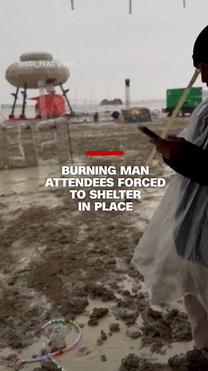 45K views · 231 reactions | Officials say over 70,000 people were stranded in the Nevada desert after heavy rains swamped the annual Burning Man festival, leaving thick, ankle-deep mud. Attendees were told to shelter in place and conserve food, water and fuel. | CNN | Facebook