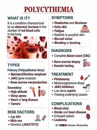 Polycythemia: Causes, Symptoms, Diagnosis & Treatment #Polycythemia #Medical #Hematology #Healthcare #VikaasShandily