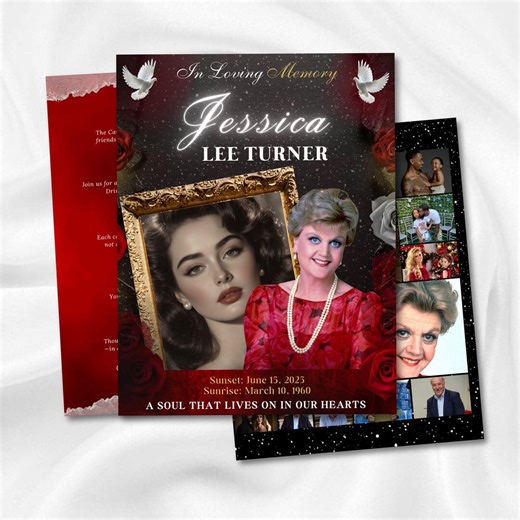 Red and Black Funeral Program 8 Pages Template, Editable in Loving Memory Obituary Program, Celebration of Life, Printable Memorial Program - Etsy