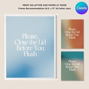 Bathroom Sign Close Toilet Lid Before You Flush Sign - Etsy Australia