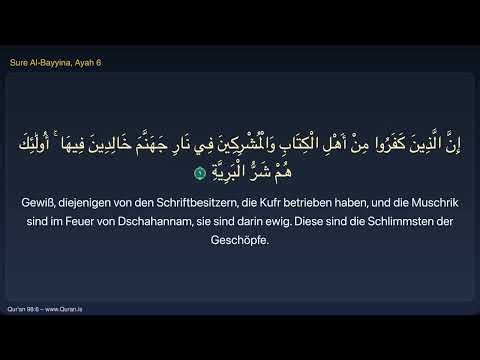 Sure Al-Bayyina Tafsir (Deutsch) | Deutsche Übersetzung & Erklärung