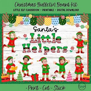 Santa's Little Helpers Christmas Bulletin Board Kit | Elf Classroom Decor