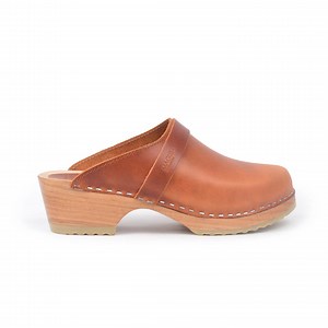 Handmade Cognac Leather Clogs: Swedish Style Wooden Mules - Etsy