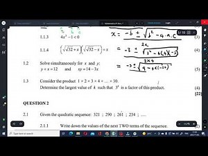 Grade 12 Quadratic Equations