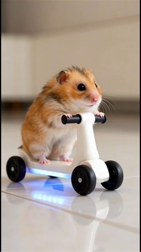 Tiny Baby Hamster Driving a Scooter Like a Pro 🐹✨