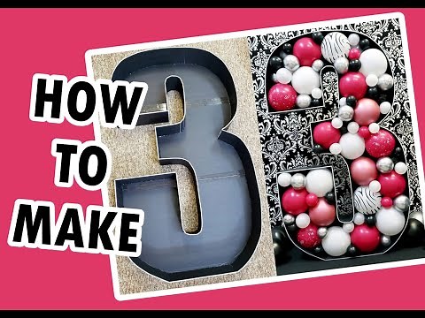 DIY 3rd birthday balloon number - large party decoration/backdrop - Extended video