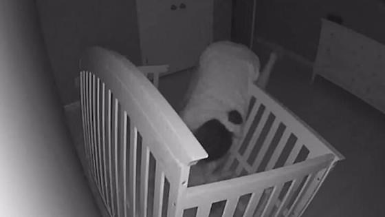 CCTV captures mum's failed attempt to sneak out of baby's cot