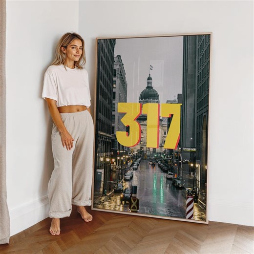 Indianapolis 317 Area Code Poster Photography Print - Bold Retro Typography - Etsy