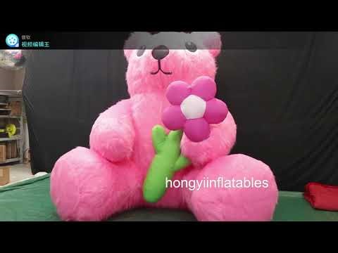 custom pink inflatable plush bear toy for 2026 event decoration