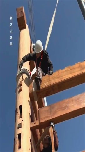 Chinese antique wooden building construction process #automobile #tools