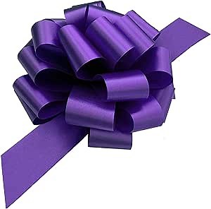 Large Purple Ribbon Pull Bows - 9" Wide, Set of 6, Valentine's Day, Mardi Gras, Big Bows for Gifts, Gift Basket, Cancer Awareness, Easter, Spring, Halloween, Christmas