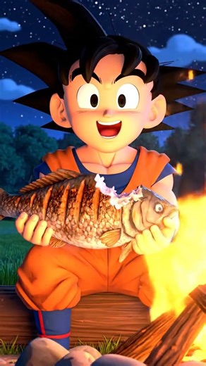 Pescado asado en la noche