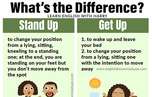 Difference between Stand Up and Get Up • Learn English with Harry 👴