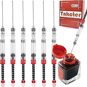 Fountain Pen Ink Syringe 6 pcs,with Spring Converter and Removable Blunt Tip can be Used for Fountain Pen Cleaning, Gluing, extracting Perfume,Tnkcter