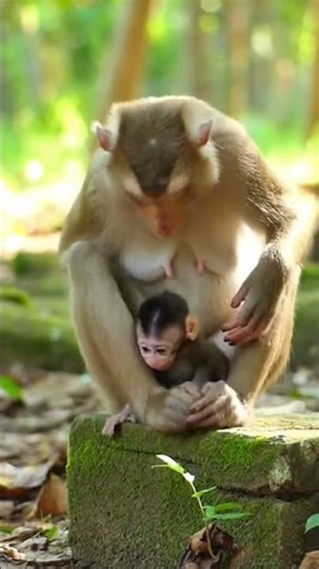 The female monkey is playing with the baby.#life #shortvideo #funny #viral #cute #comedy #animals #