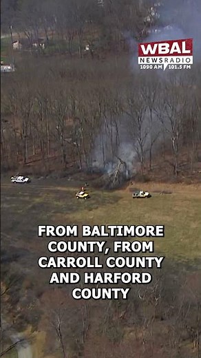 Crews from multiple counties responding to large brush fire in Baltimore County
