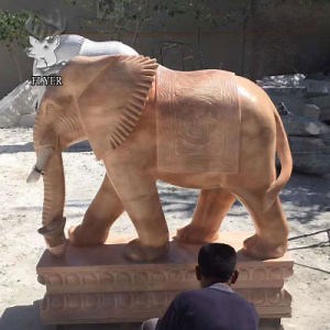 [Hot Item] Garden Decoration Large Size Sunset Marble Stone Elephant Statue Sculpture for Sale