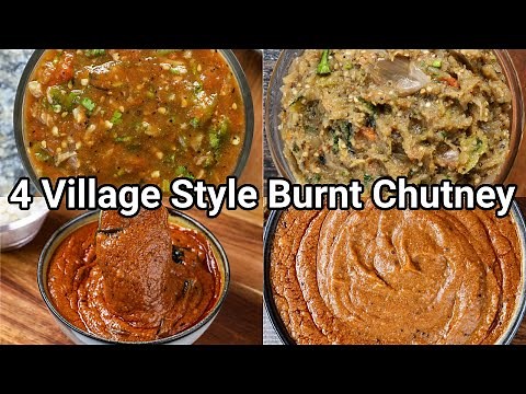 4 Village Style Burnt & Roasted Chutney recipes for Rice, Dosa & Idli | Charcoal Flavored Chatni Dip