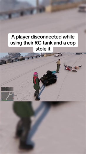A player disconnected while using their RC tank and a cop stole it (Via r/Alex3627ca) #gta #gtav #gta5 #gta5clips #gtaonline