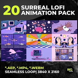 Surreal Lofi Animation Pack | 20 Animated Dreamcore Lo Fi Backgrounds for Twitch, Kick Stream | Vaporwave, Retro, Fantasy Seamless Loop - Etsy