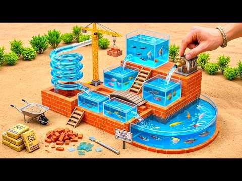 DIY Mini Tractor Builds an Aquarium with a Transparent Water Pipe 🐟 | Science Project