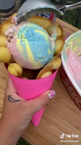 Colorful Homemade Bubble Waffle Recipe