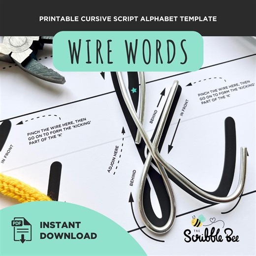 Printable Cursive Script Alphabet Template | Hand-drawn Font | for Wire Words Names | Uppercase and Lowercase - Etsy