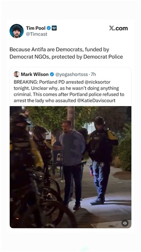 Tim Pool on Instagram: "Antifa Are Dems, Funded by Dem NGOs, Protected by Dem Police"