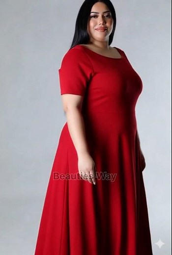 Plus Size Red Knit Chic Dress Fashion Collection