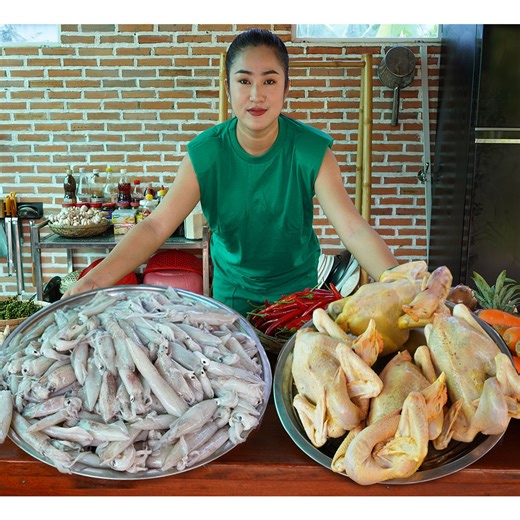 1.2M views · 31K reactions | Yummy Squid and chicken recipes Credit from: Cooking with Sreypov | FOOD & COOK | Facebook