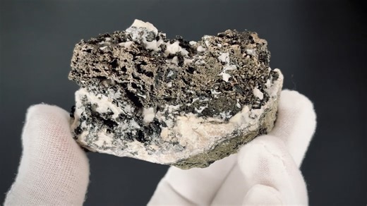 Silver with Calcite from Uranium Mine No. 21 (shaft No. 21), Háje, Příbram, Bohemia, Czech Republic - 7.1 x 4.5  x 3 cm