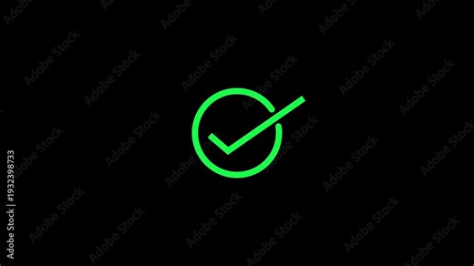 check mark on black background. Check mark symbol. approved tick mark icon, Check mark icon animation , right mark icon.