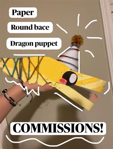 Handmade Paper Dragon Puppet Round Base Commission