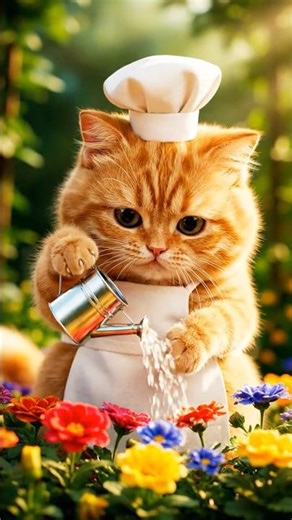 Evolution of Cat: Big Cat Watering the Flowers #pets #adorablecat