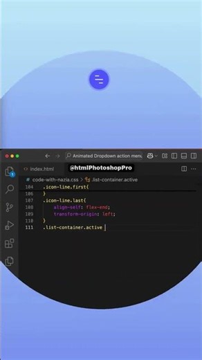 smooth animated action menu with HTML CSS & JavaScript #viralvideo #coding #ytshorts #shorts #short