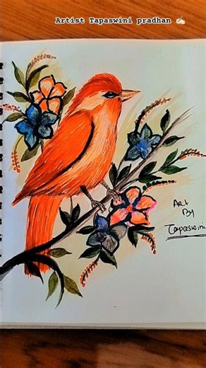 Easy cardinal Bird drawing #art #bird #watercolor #shorts #viral #trending #youtubeshorts