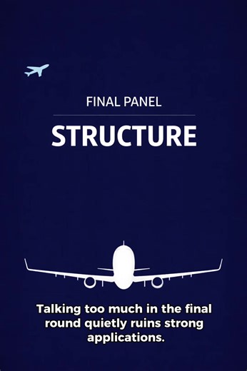 Most candidates lose the final round quietly. They talk too fast. They over-explain. They rush to impress. Panels aren’t testing personality. They’re testing control. If you can’t answer clearly in 45 seconds, you don’t control your delivery. Structure. Precision. Measured pace. Record yourself. Time it. Improve it. Interview day starts before you enter the room. Save this before your final round. #cabincrewinterview #cabincrewcareer #flightattendantlife #aviationcareers #interviewtips